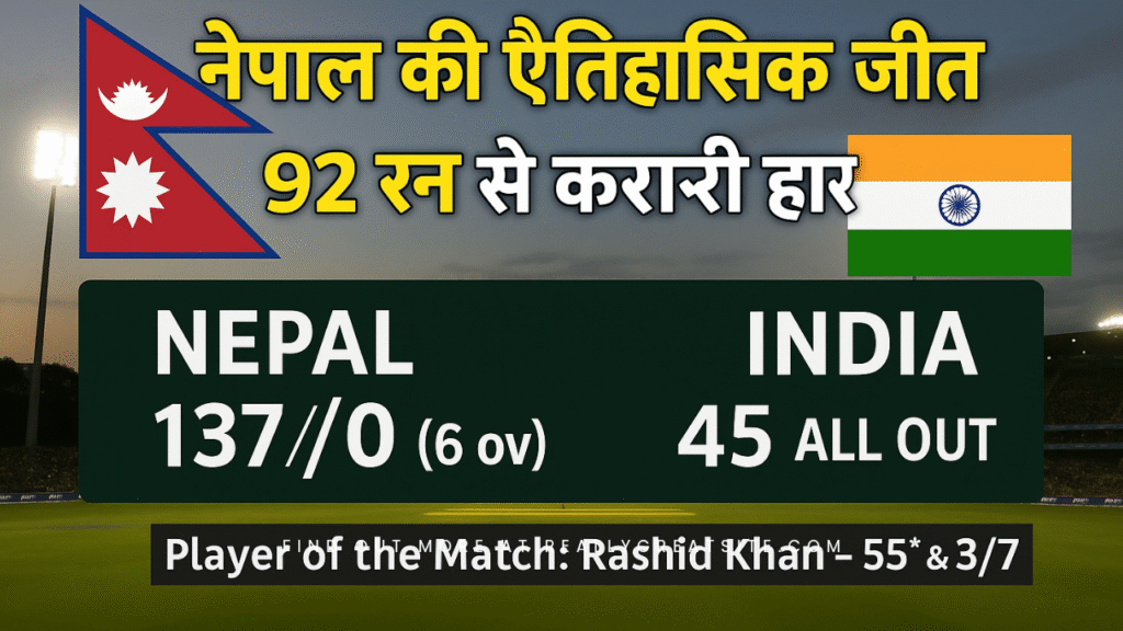 T6 cricket match result Nepal vs India